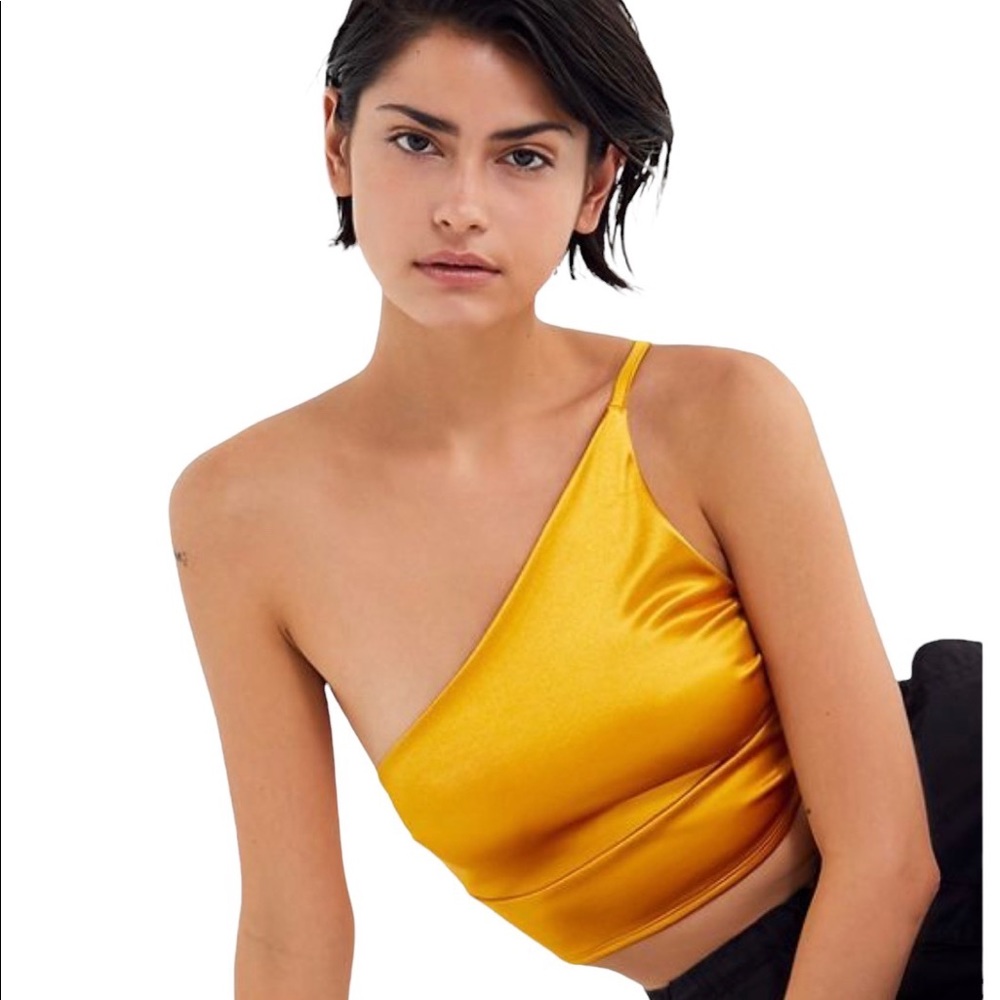 Urban Outfitter Out From Under Yellow Gold One Shoulder Crop Top 🤩 - Sz Small